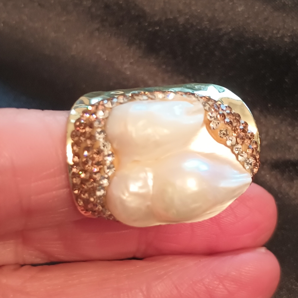 14k. Gold Plated Freshwater Pearl Baroque Ring
